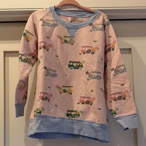 The Beaufort Bonnet Company Pink Kids' golf cart Sweatshirt with Blue Trim